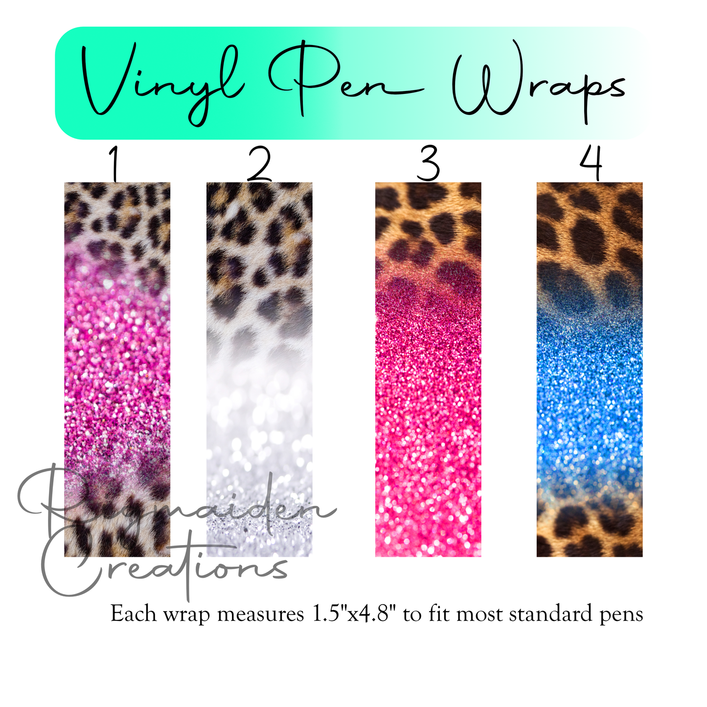 Glitter Ombre Animal Print Pen Wraps