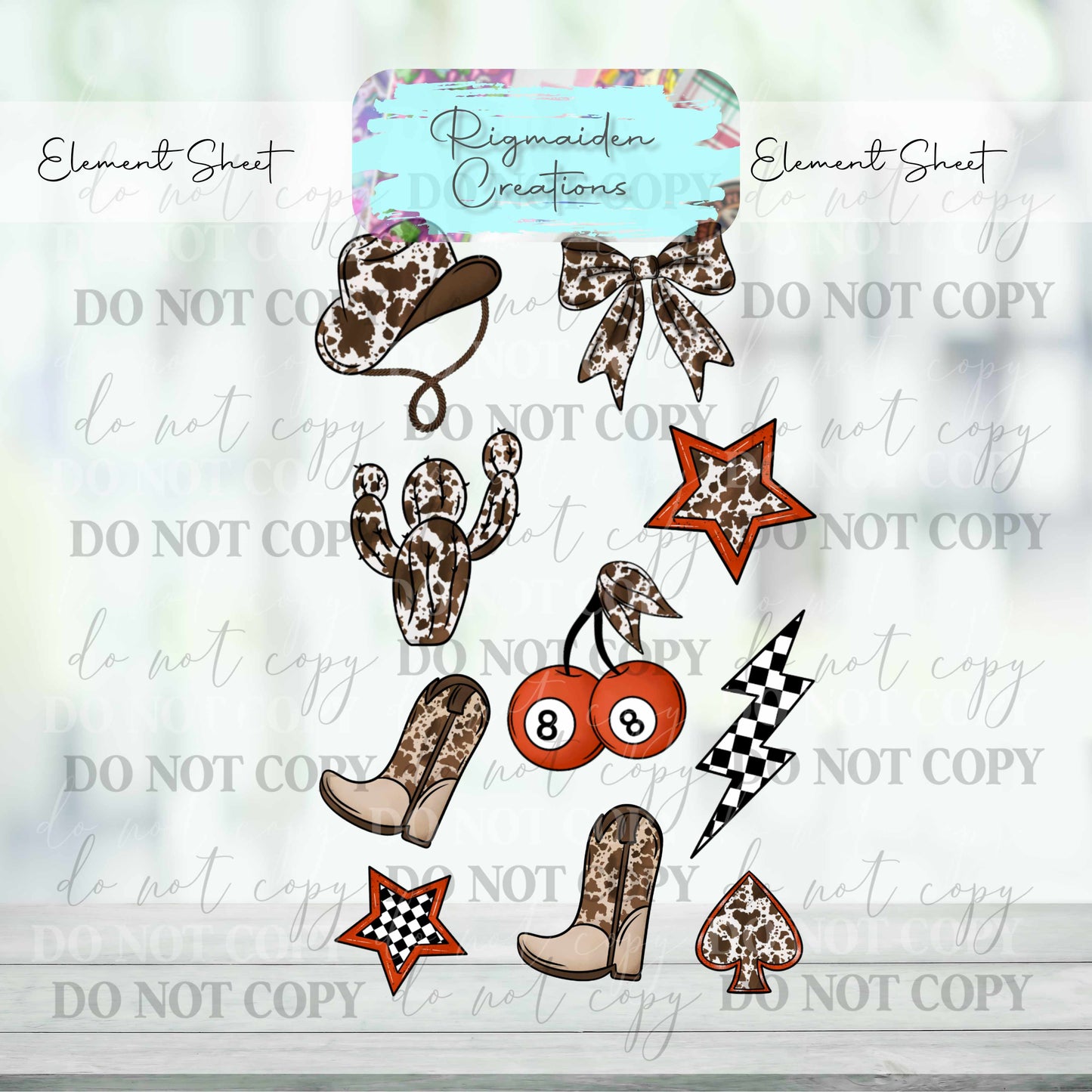 Retro Western 4"x6" Element Sheet