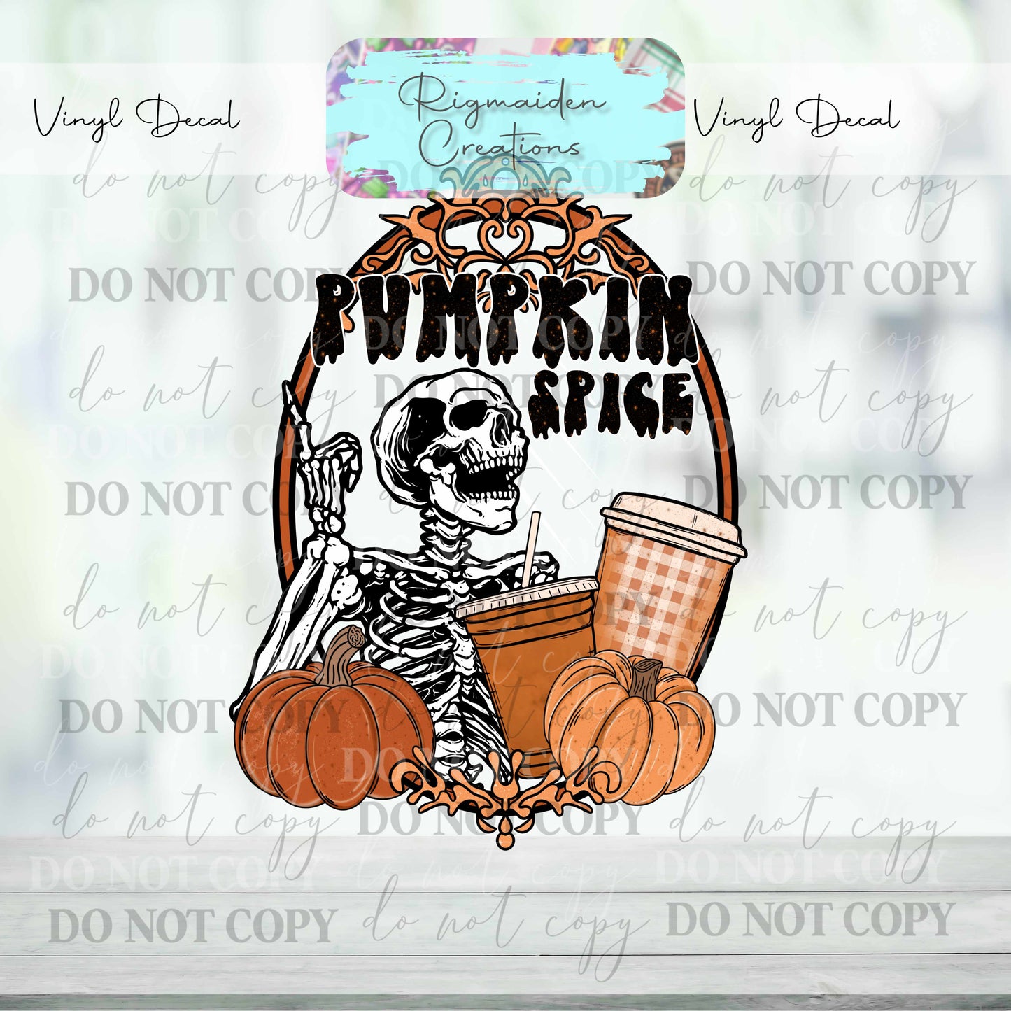 Pumpkin Spice Skeleton Vinyl Decal