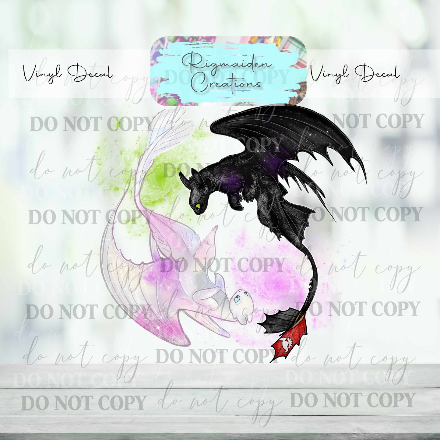 Dark and Light Dragon Vinyl Decal