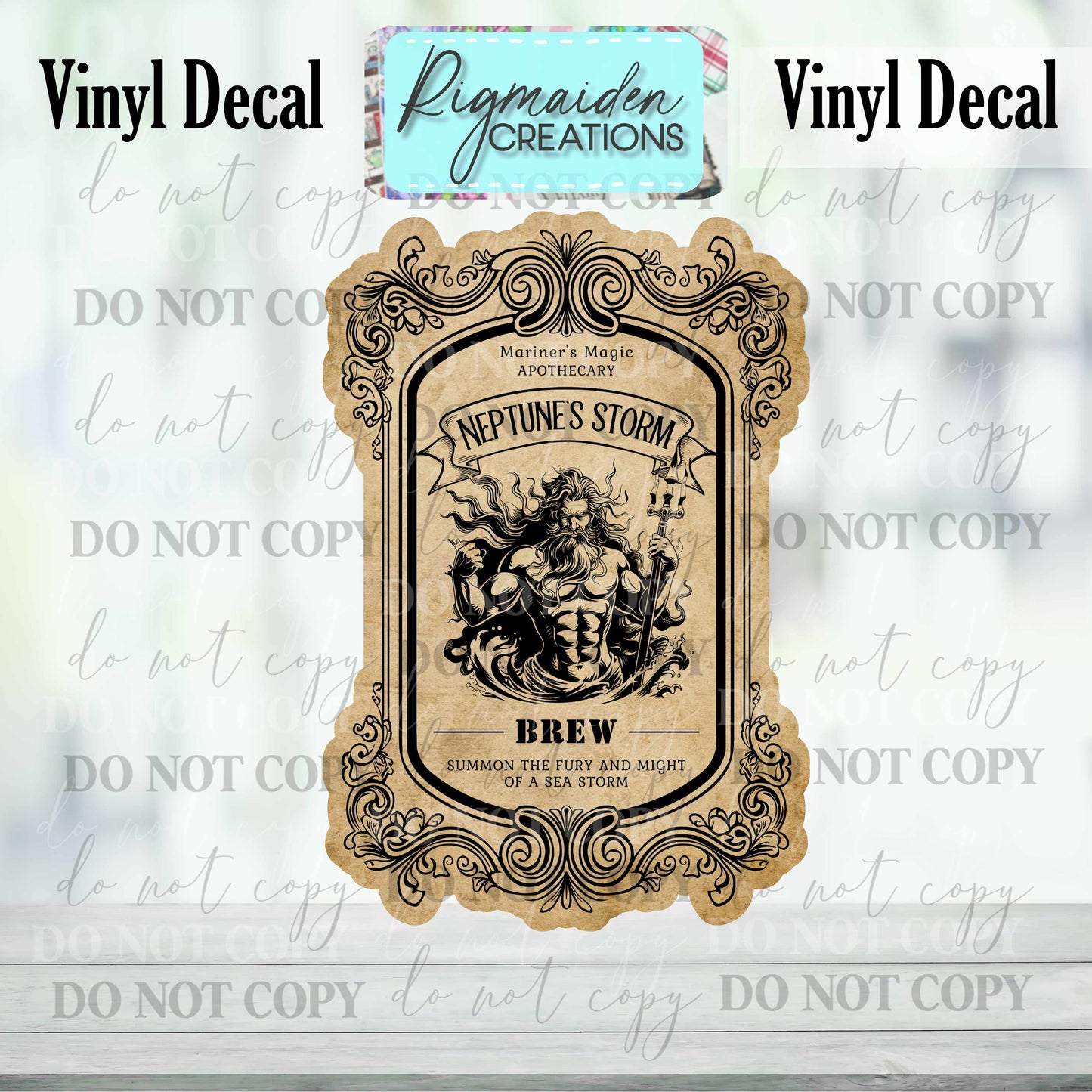 Neptune's Storm Brew Potion Label Vinyl Decal