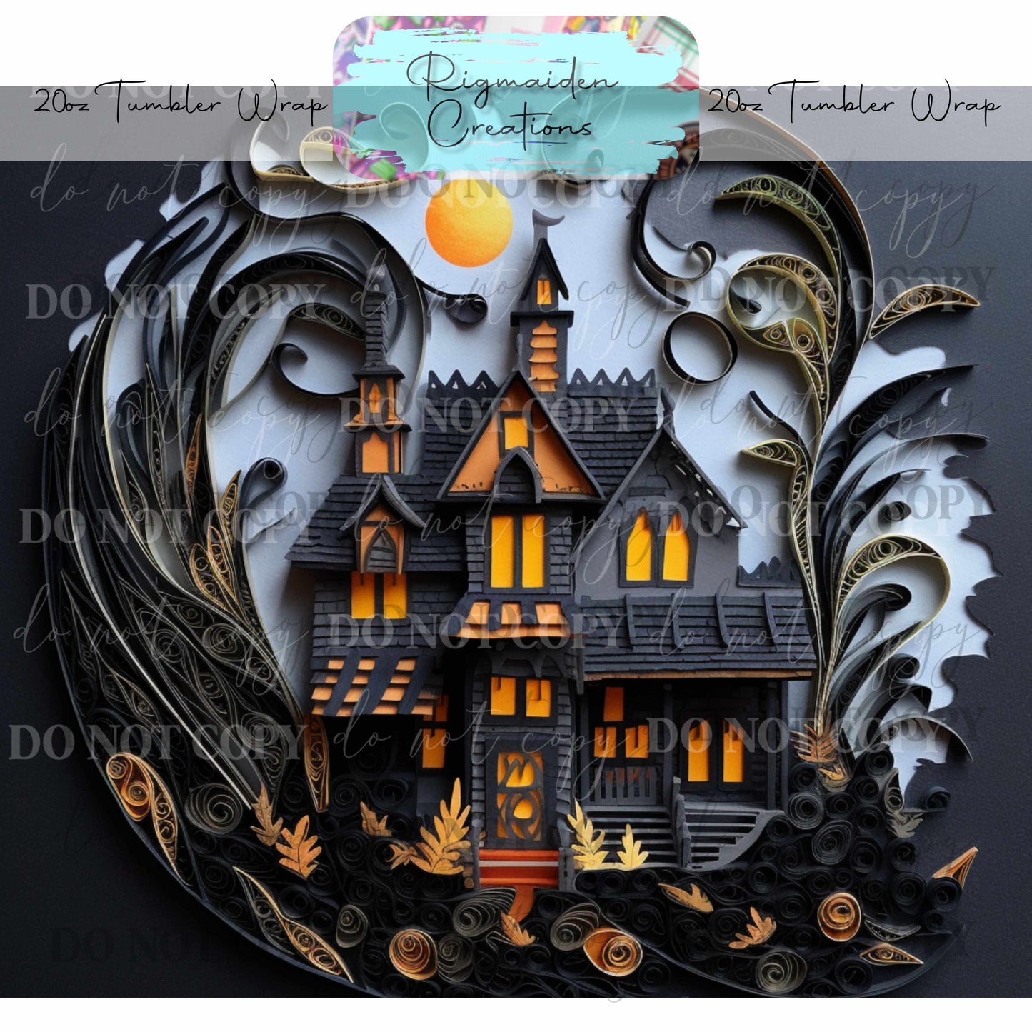 Haunted House Paper Quill - 20oz Tumbler Wrap {Multiple}