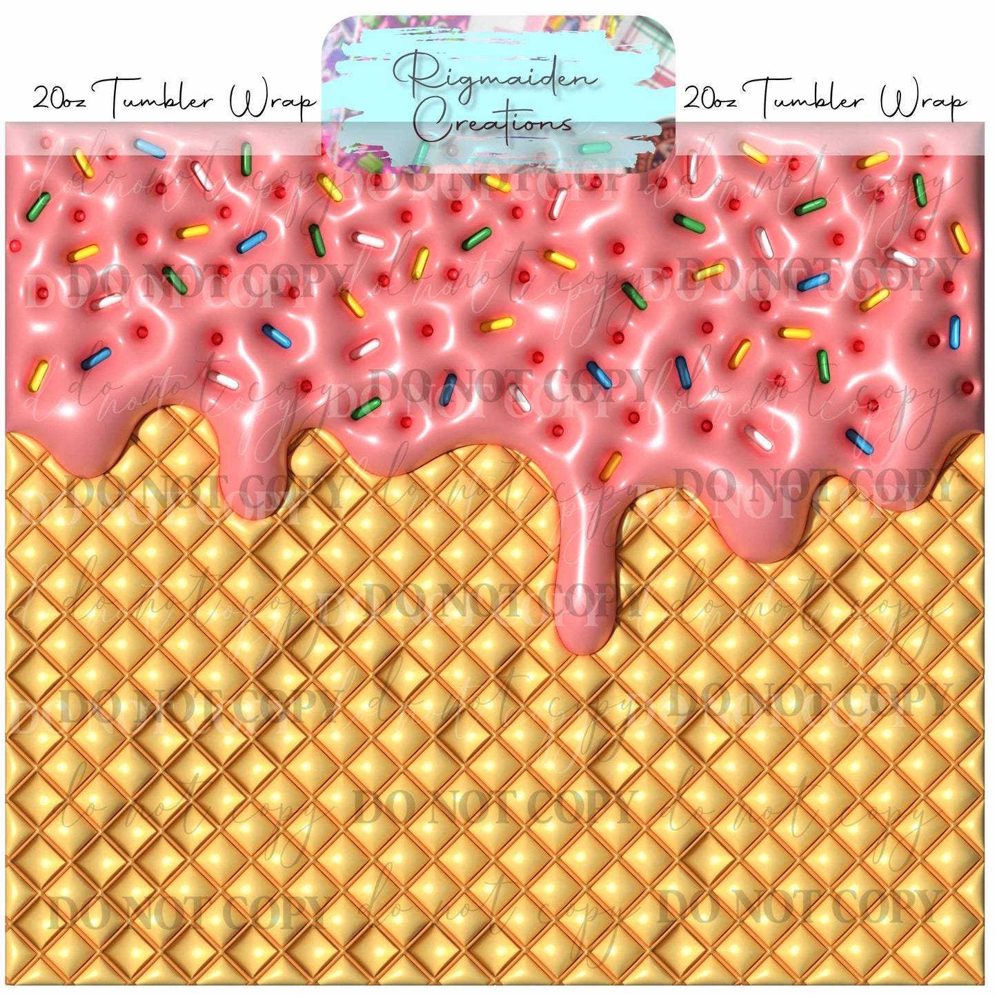 Ice Cream Puffy 3D Effect - 20oz Tumbler Wrap {Multiple}