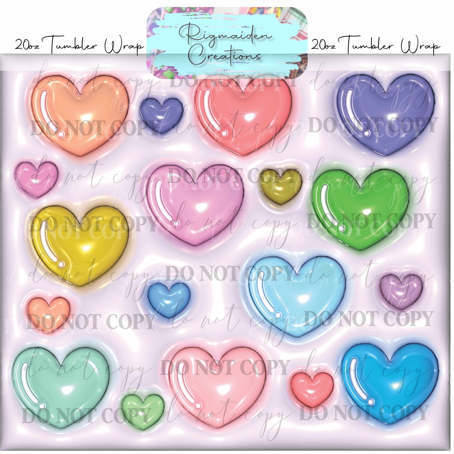 Valentine Puffy 3D Effect - 20oz Tumbler Wrap {Multiple}