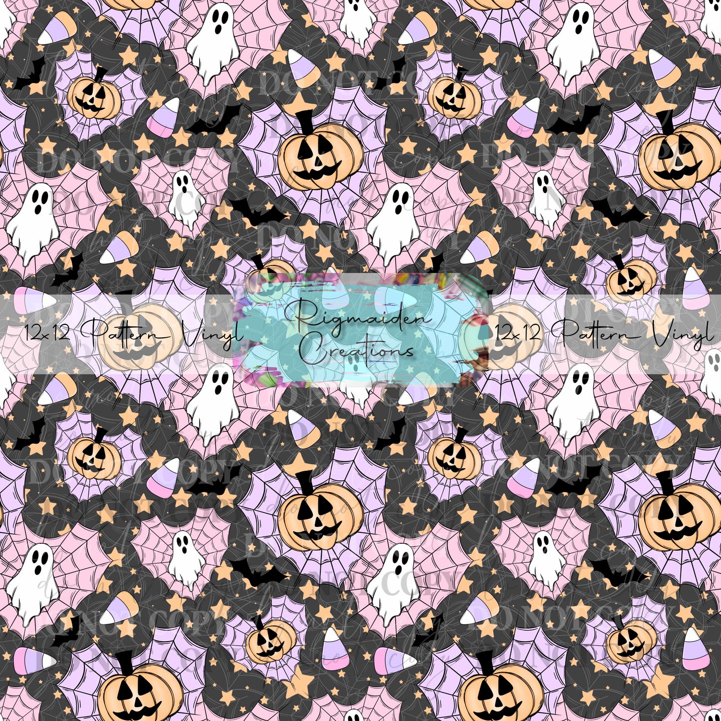 Pastel Halloween Web Hearts Vinyl