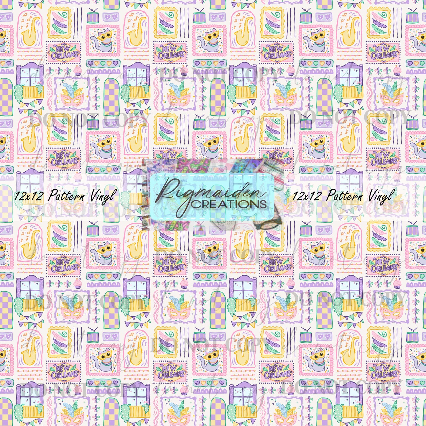 Cute Pastel Mardi Gras Stamps Vinyl