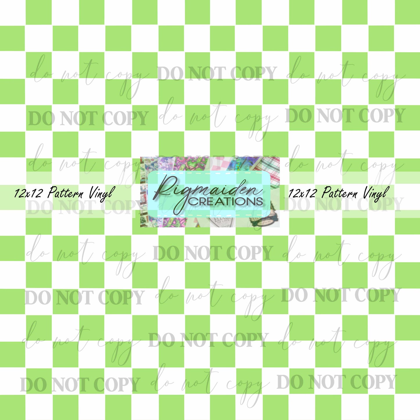 Green and White Checkered Vinyl
