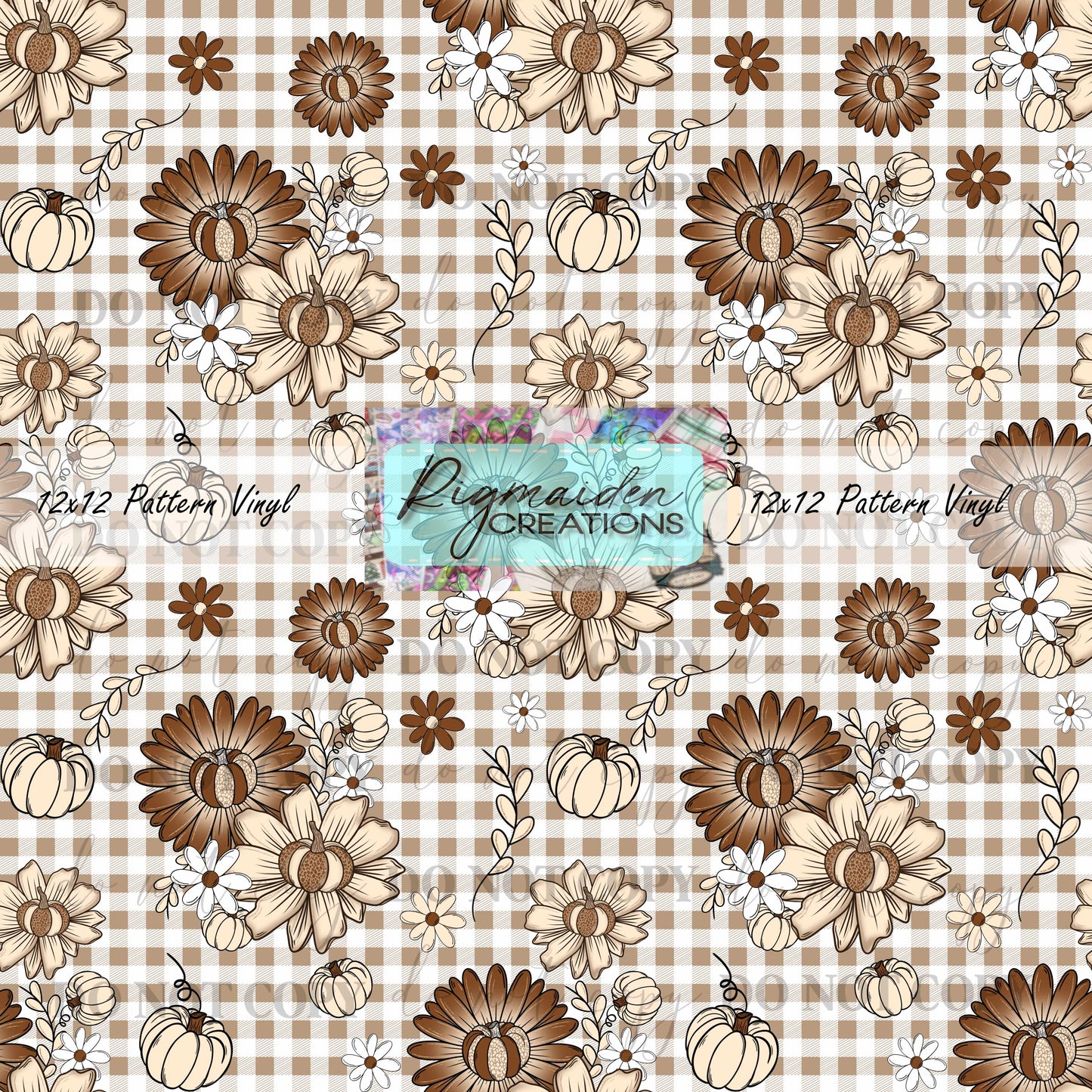 Plaid Floral Fall Pumpkin Vinyl