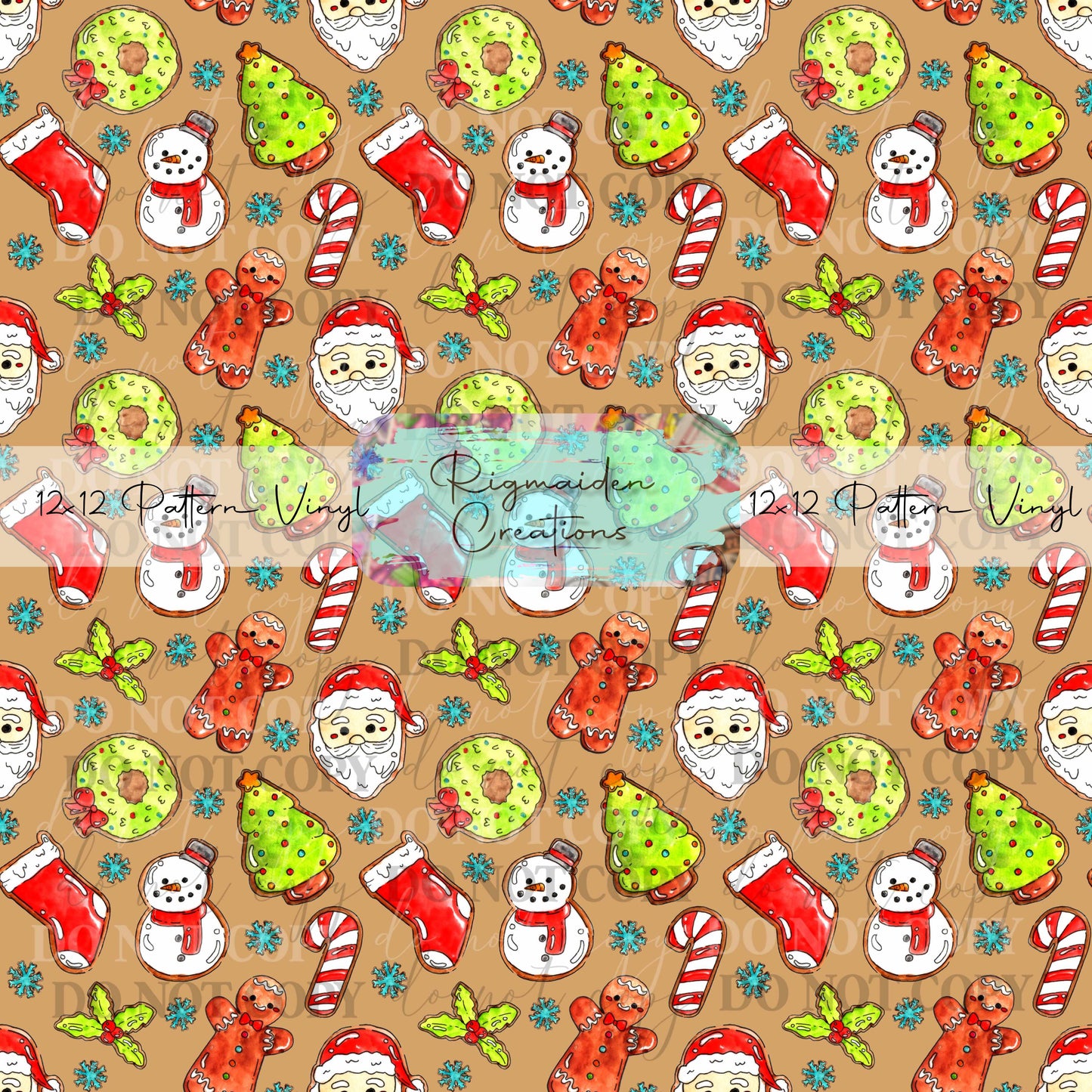 Green and Red Christmas Cookies Vinyl