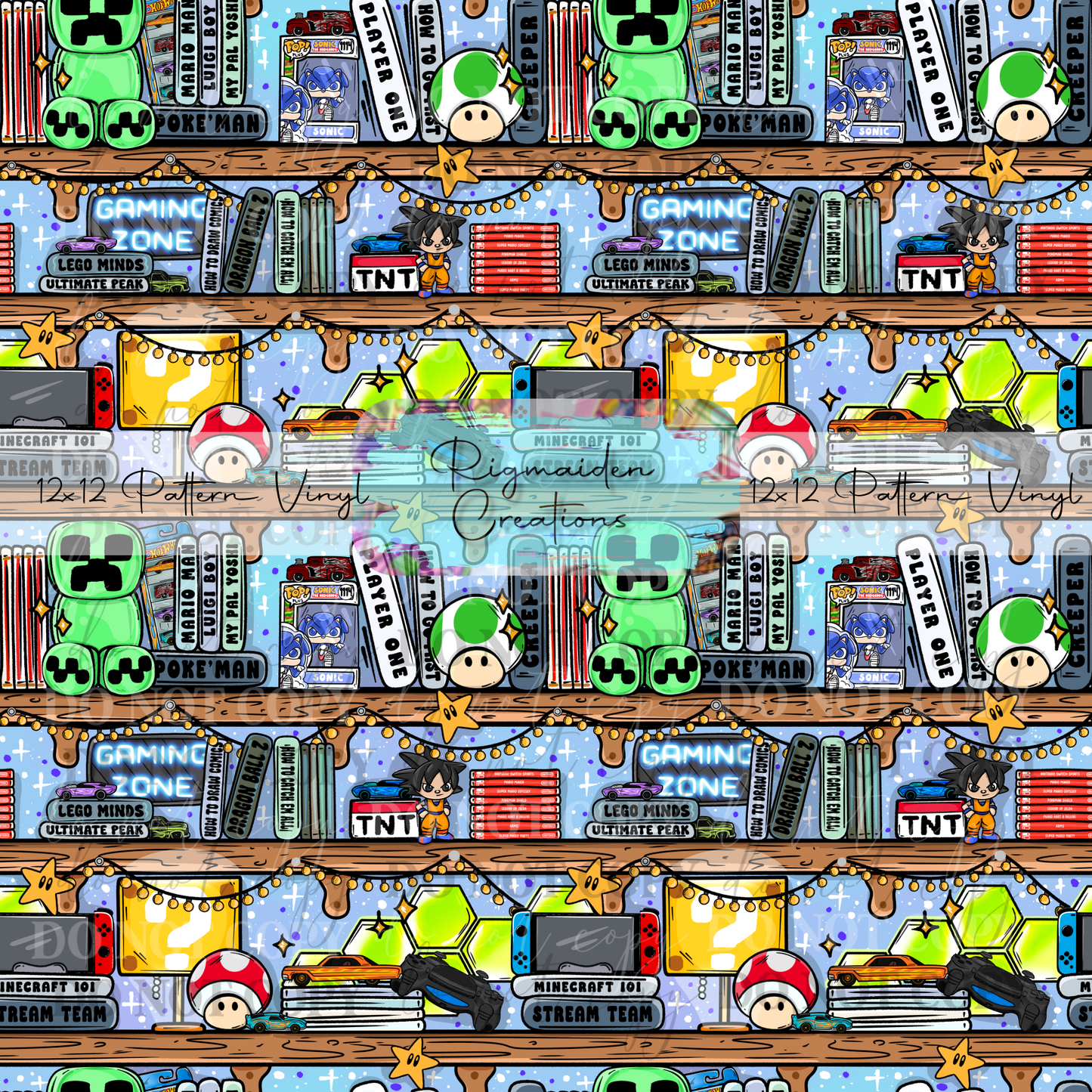 Gamer Bookshelf Light Blue Vinyl