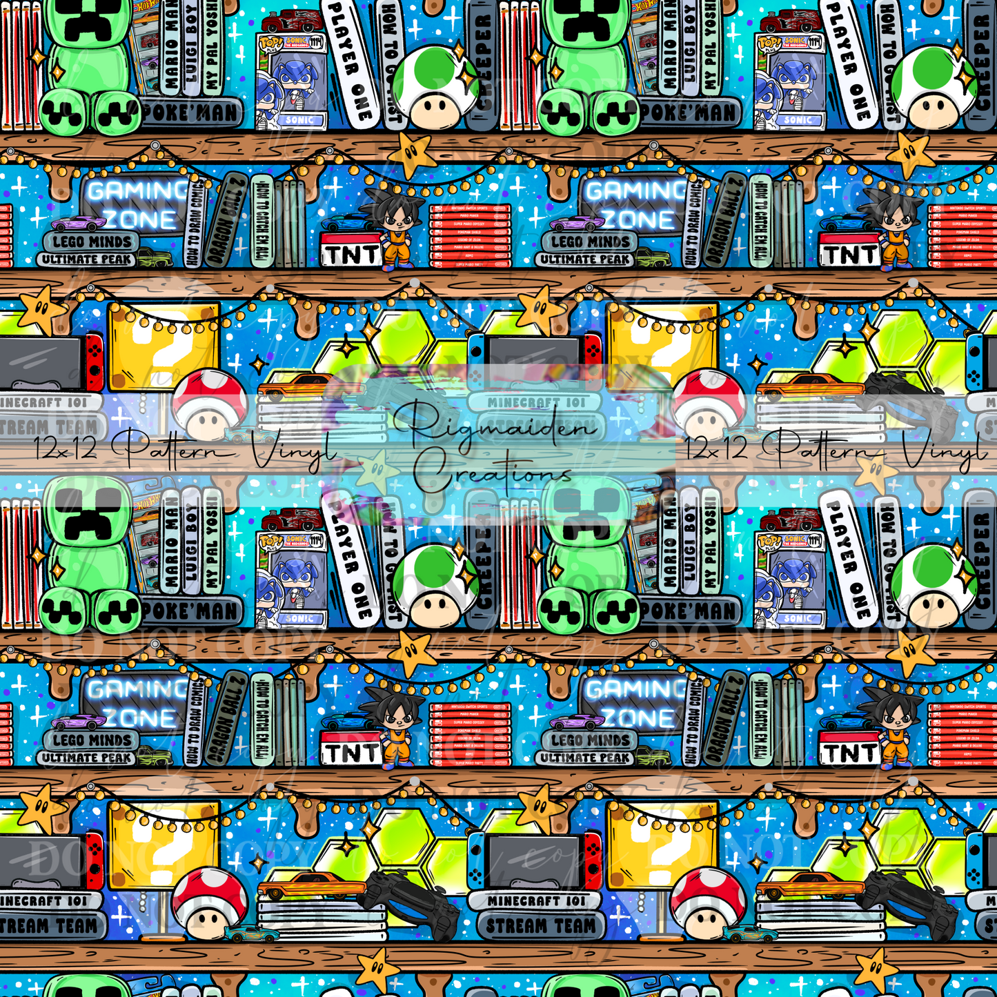 Gamer Bookshelf Bright Blue Vinyl