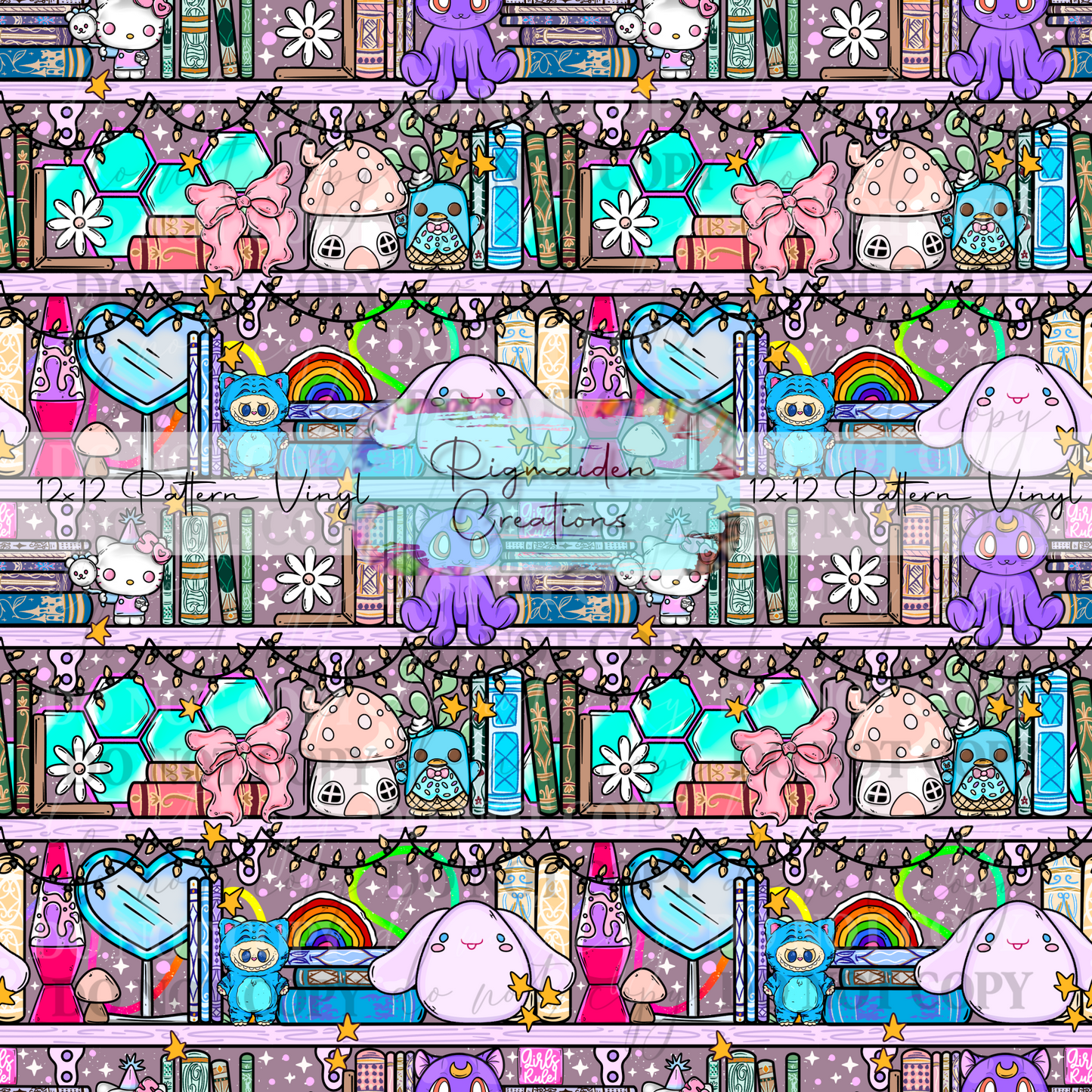 Girly Bookshelf Mauve Vinyl