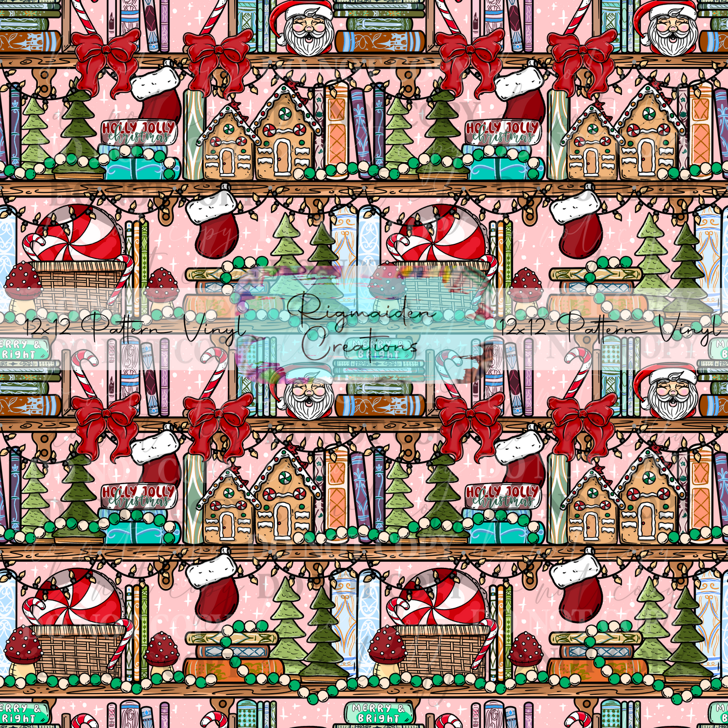 Christmas Bookshelf Pink Vinyl