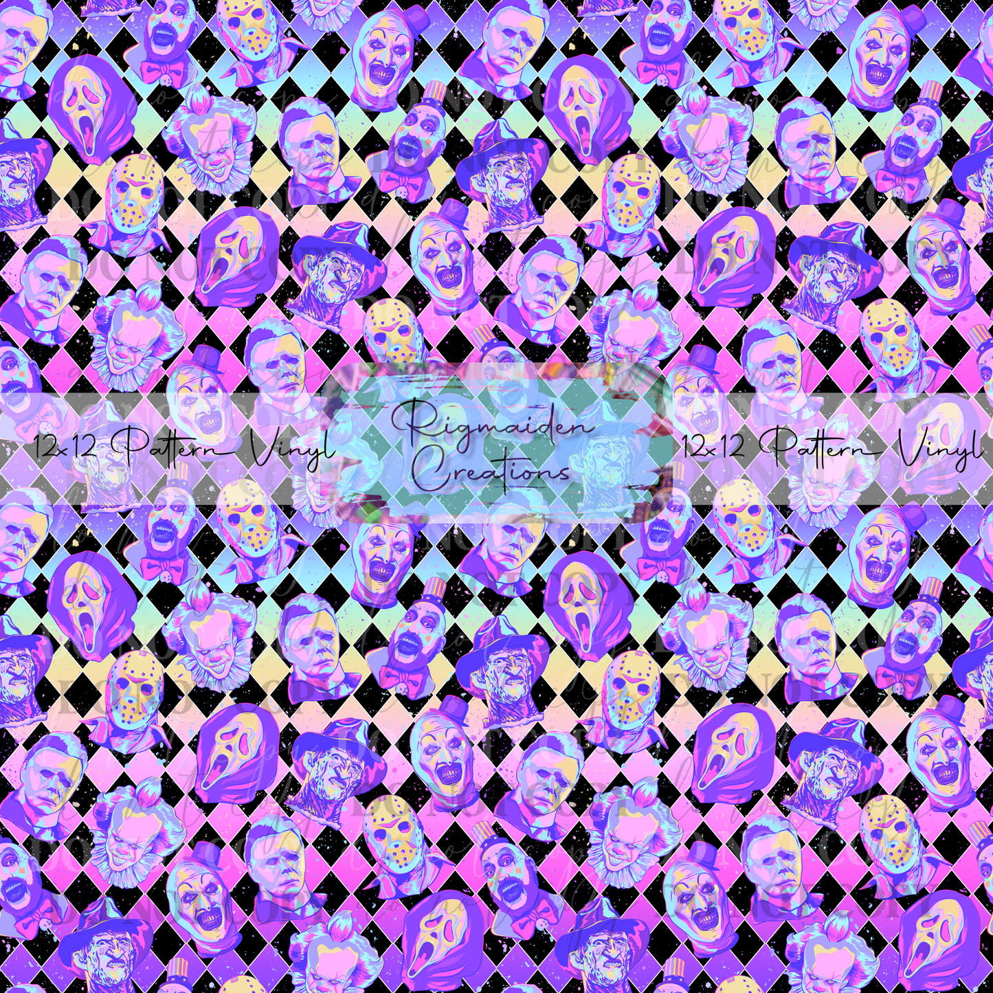 Pastel Checker Horror Icons Vinyl