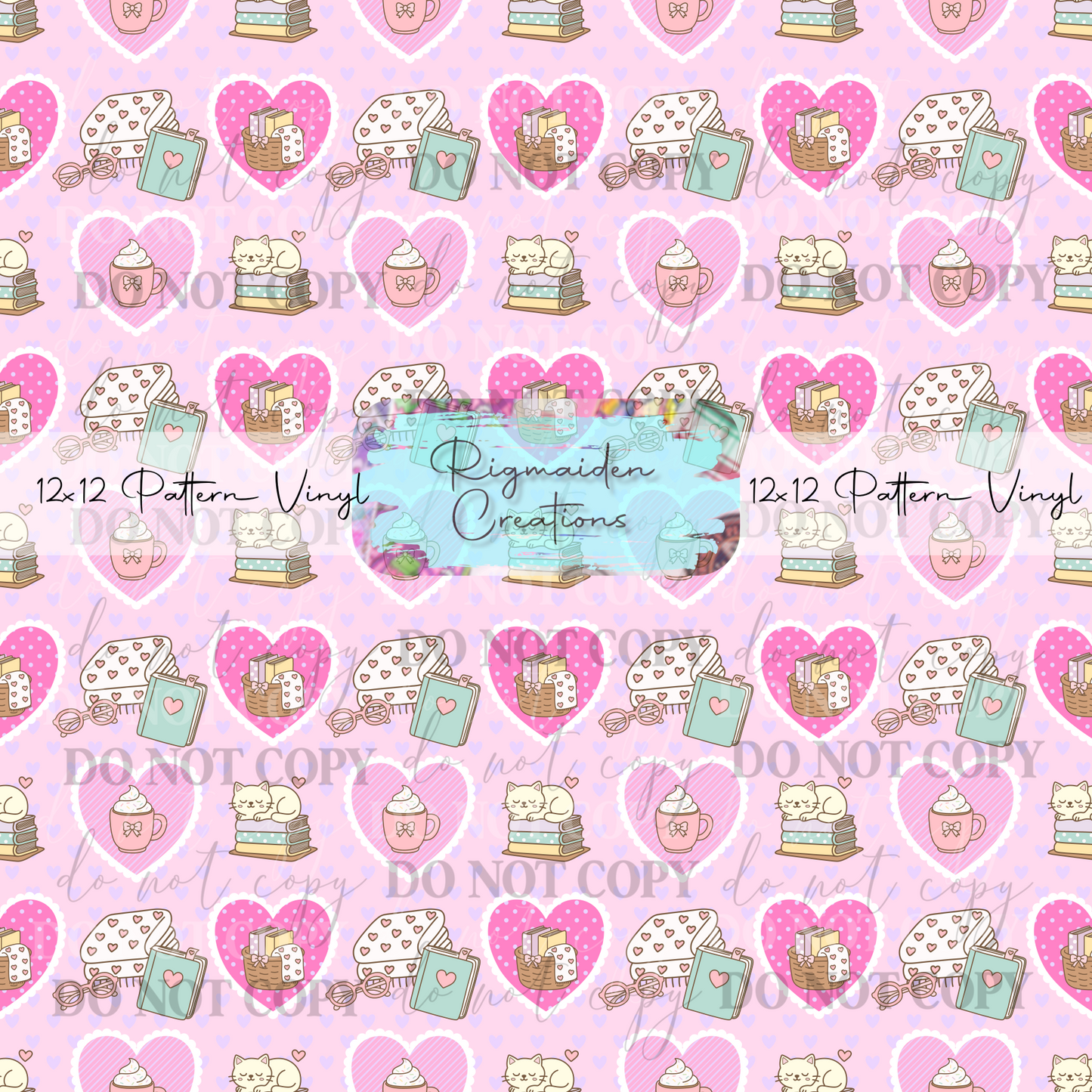 Cozy Book Valentine Seamless Digital PNG
