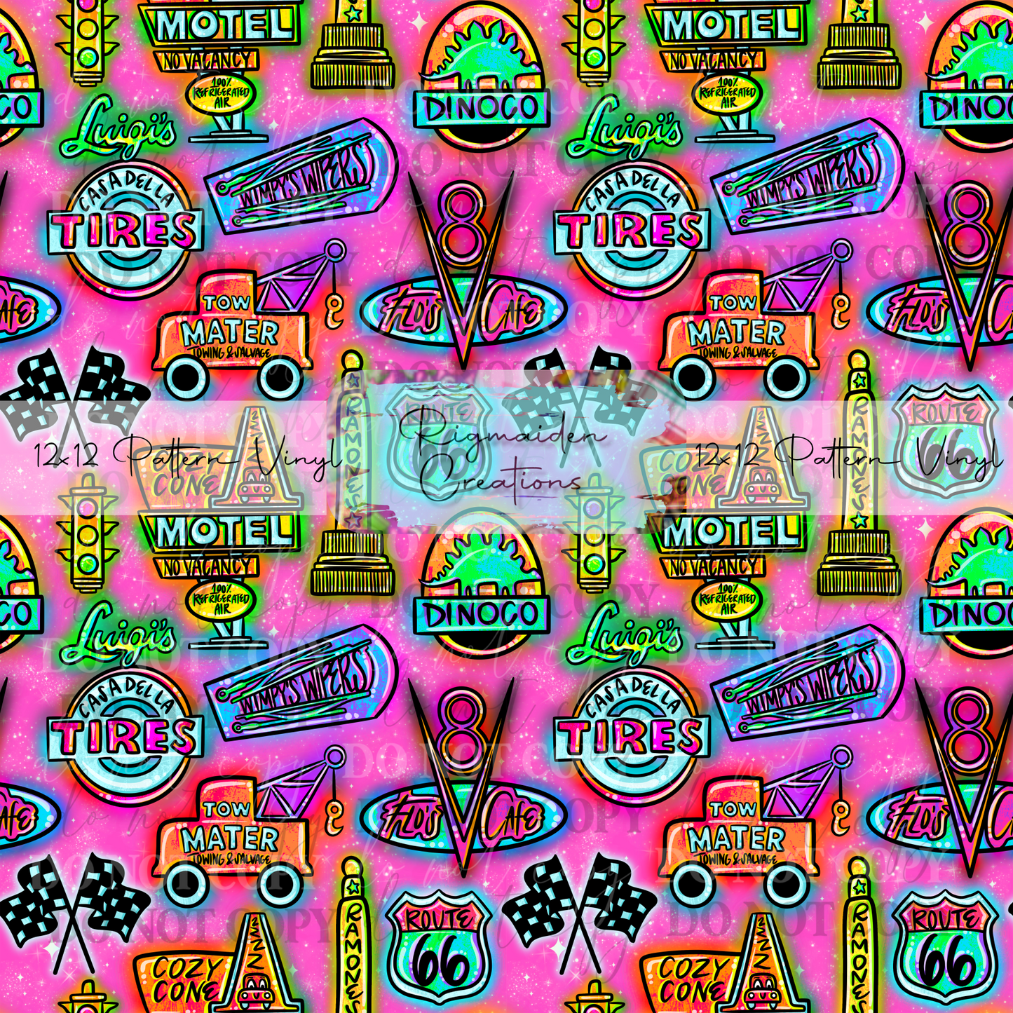 Cars Neon Signs Pink Vinyl