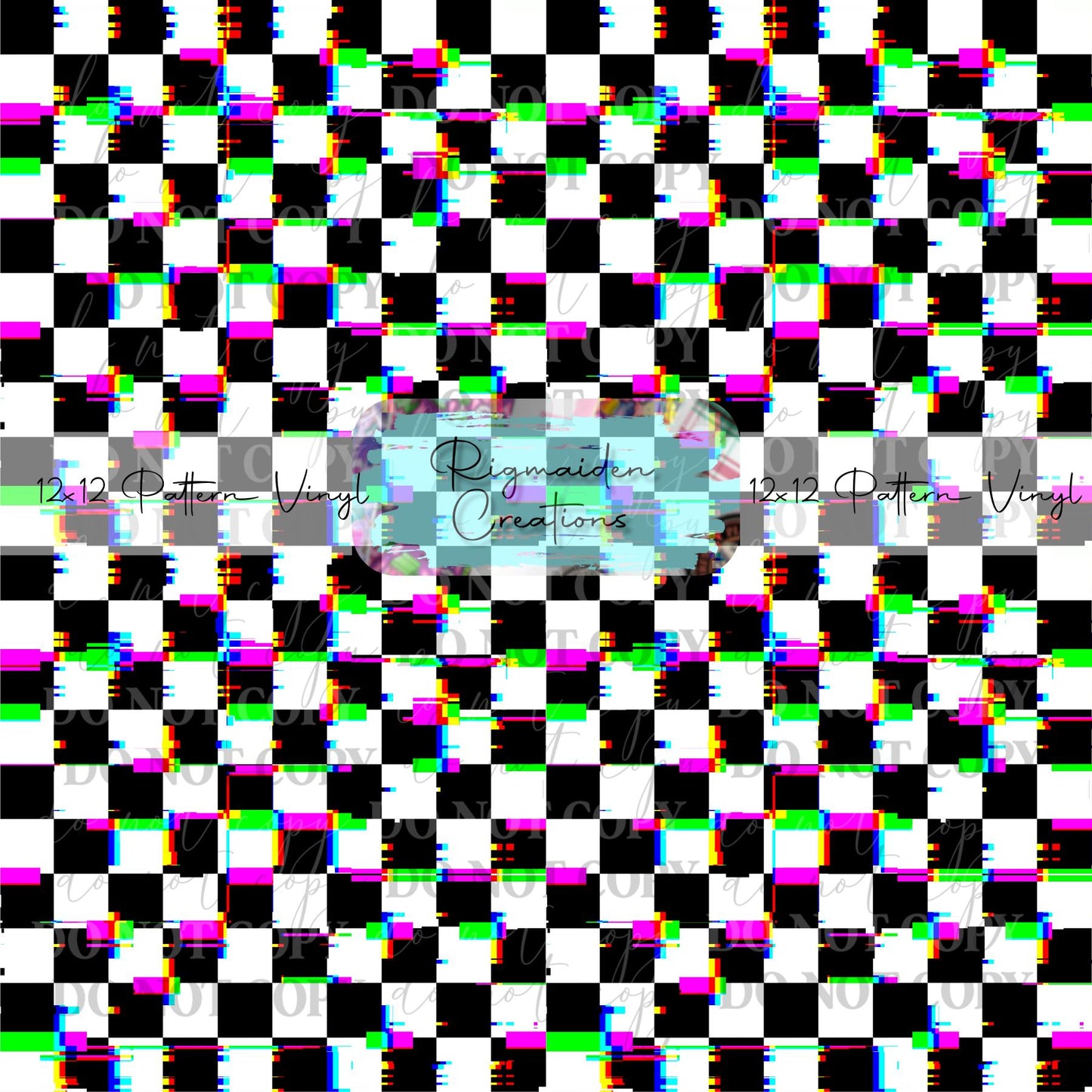 Black Checker Glitch Vinyl