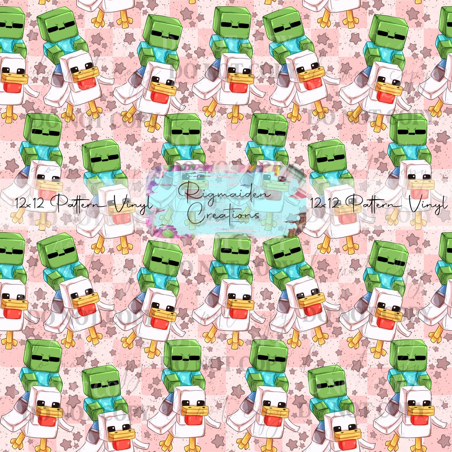 Minecraft Chickens Pink Vinyl