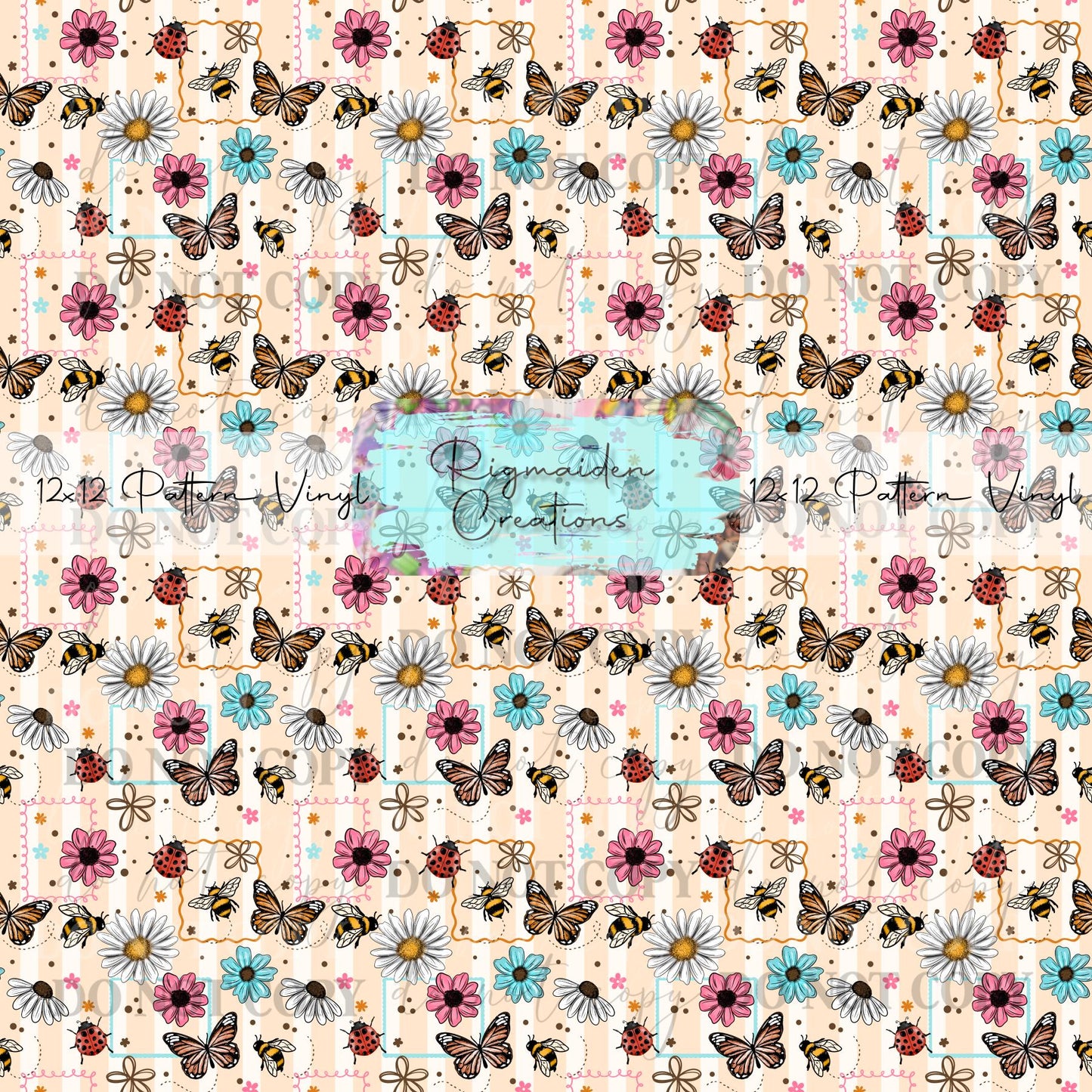 Striped Insect And Floral Vinyl