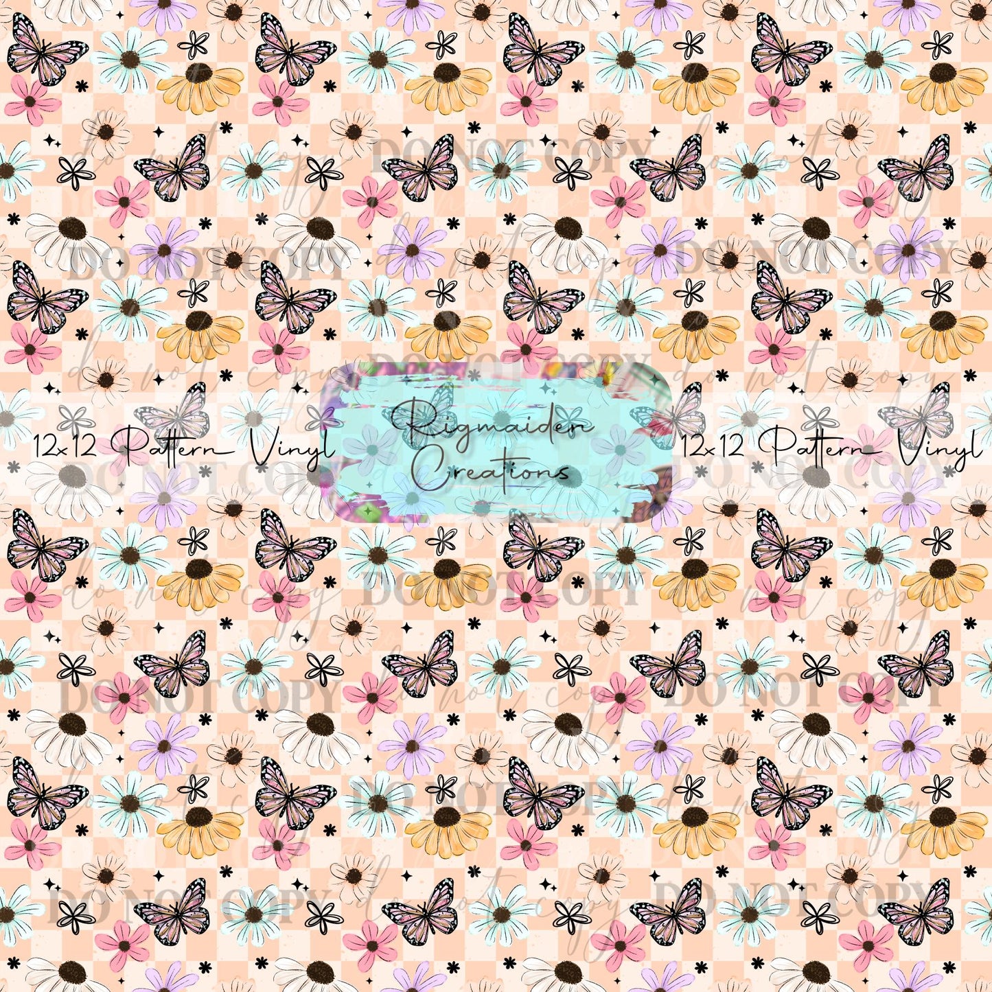 Checkered Pink Butterfly Vinyl