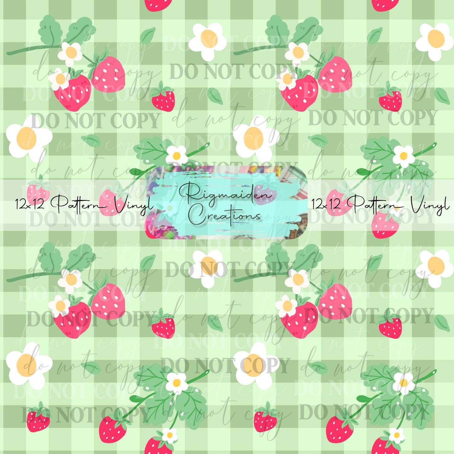 Gingham Strawberries Vinyl