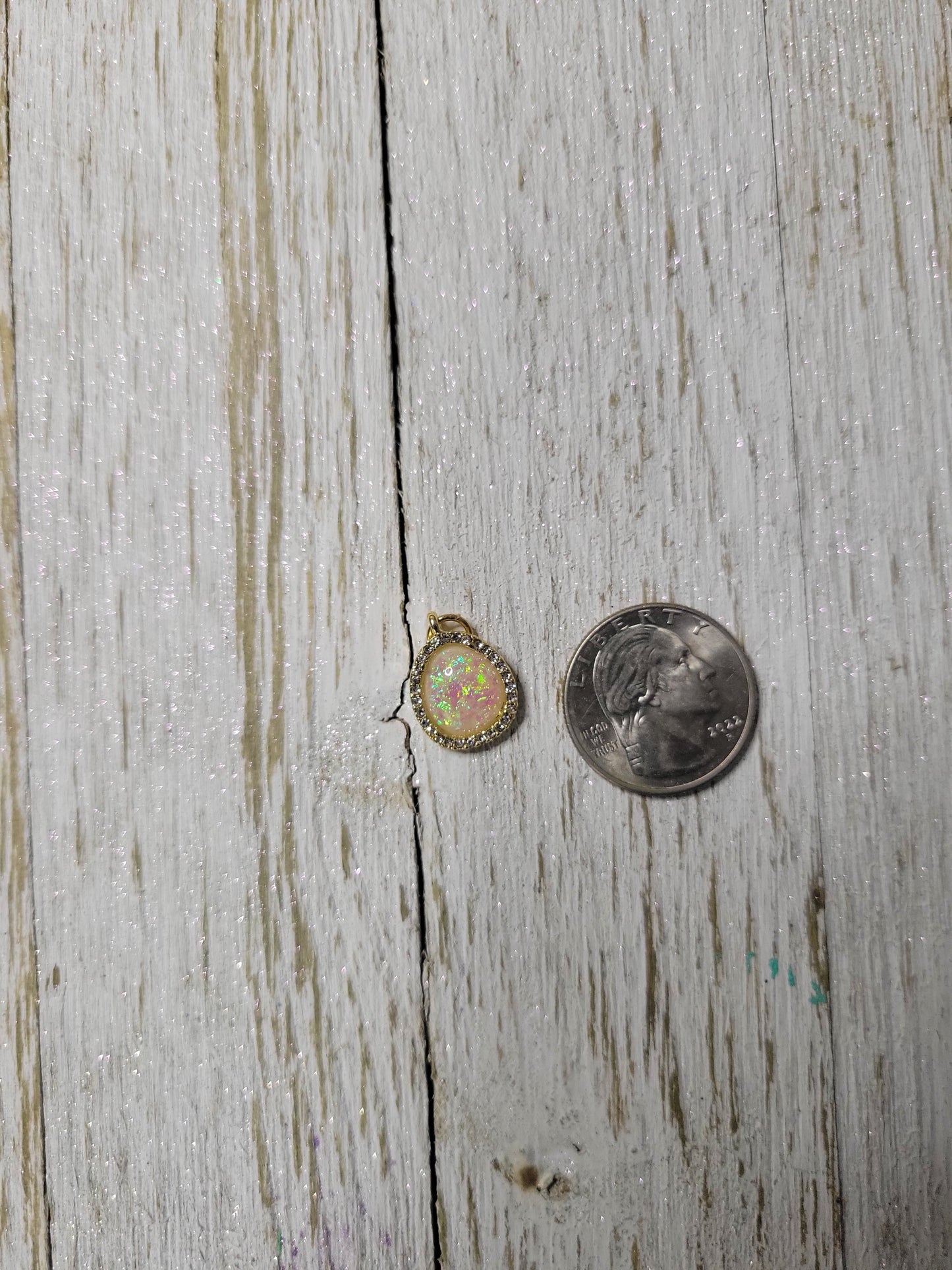 Faux Opal Zipper Charm