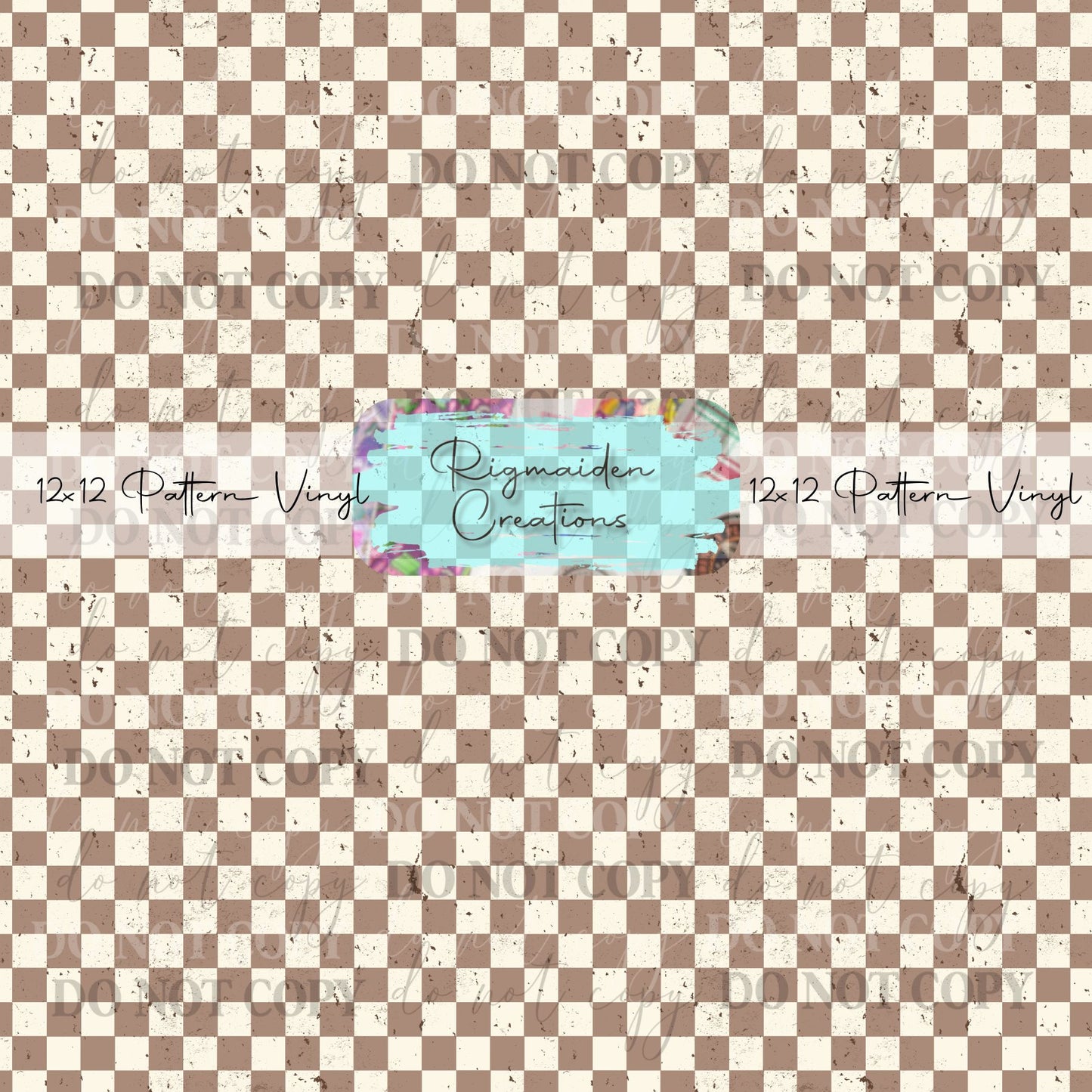 Brown and Cream Small Checkered Vinyl