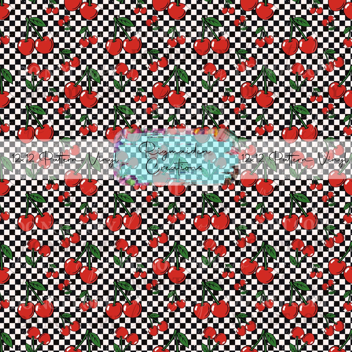 Retro Checkered Cherry Vinyl