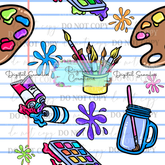 Artist Splatter Notebook Seamless Digital PNG