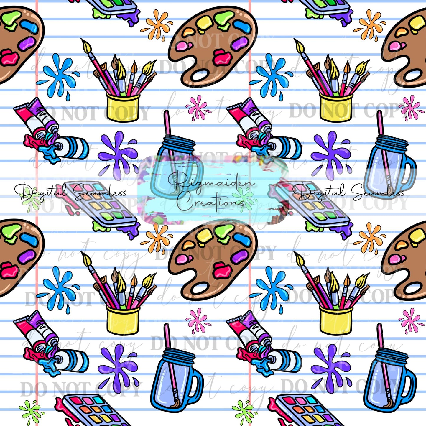 Artist Splatter Notebook Seamless Digital PNG