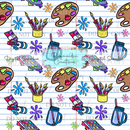 Artist Splatter Notebook Seamless Digital PNG