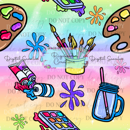 Artist Splatter Rainbow Gradient Seamless Digital PNG