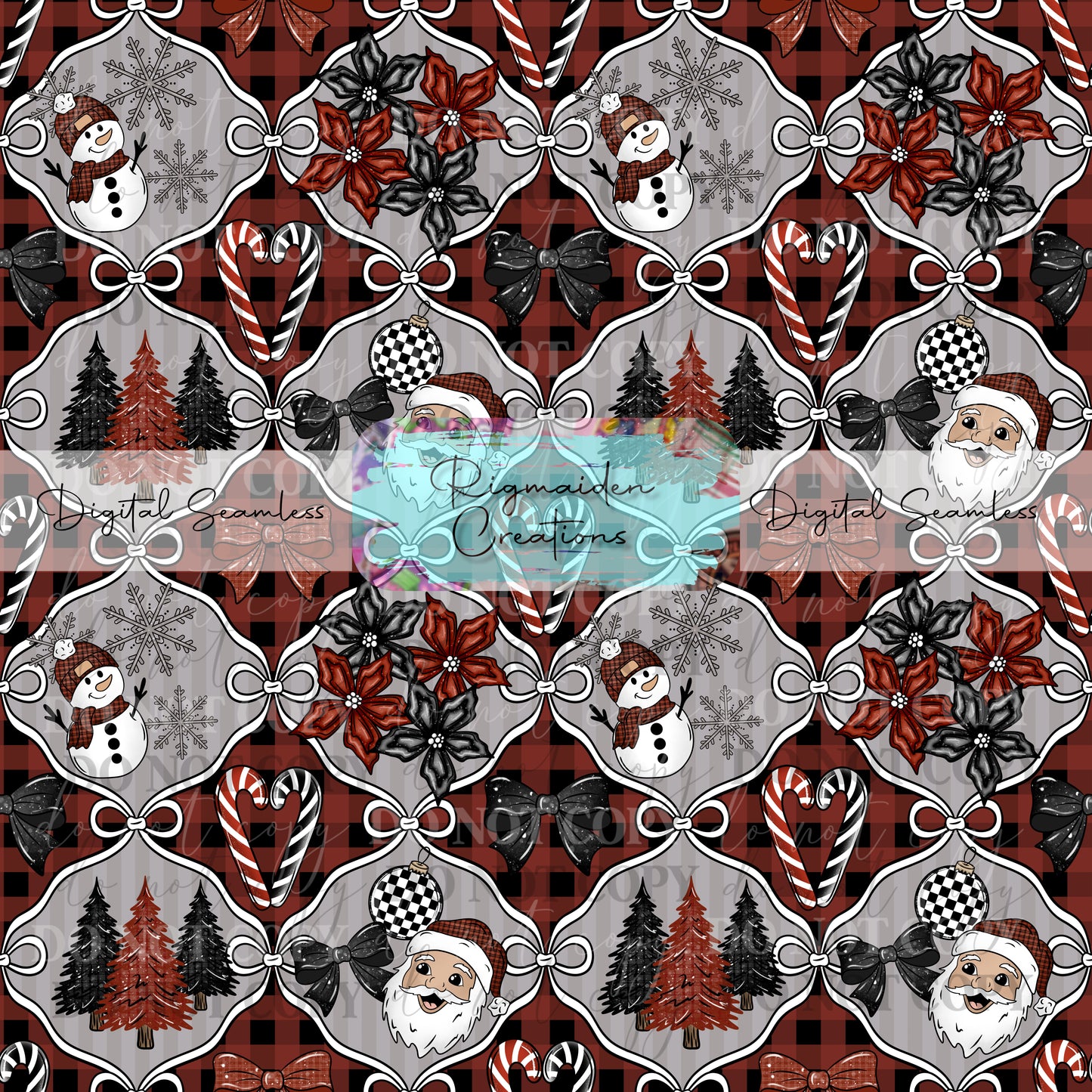 Christmas Plaid Seamless Digital PNG