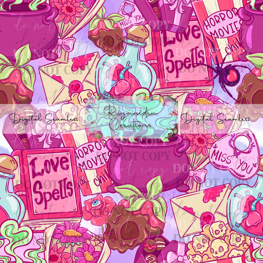 Creepy Valentine's Sweets Seamless Digital PNG
