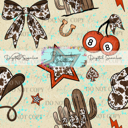 Retro Western Seamless Digital PNG