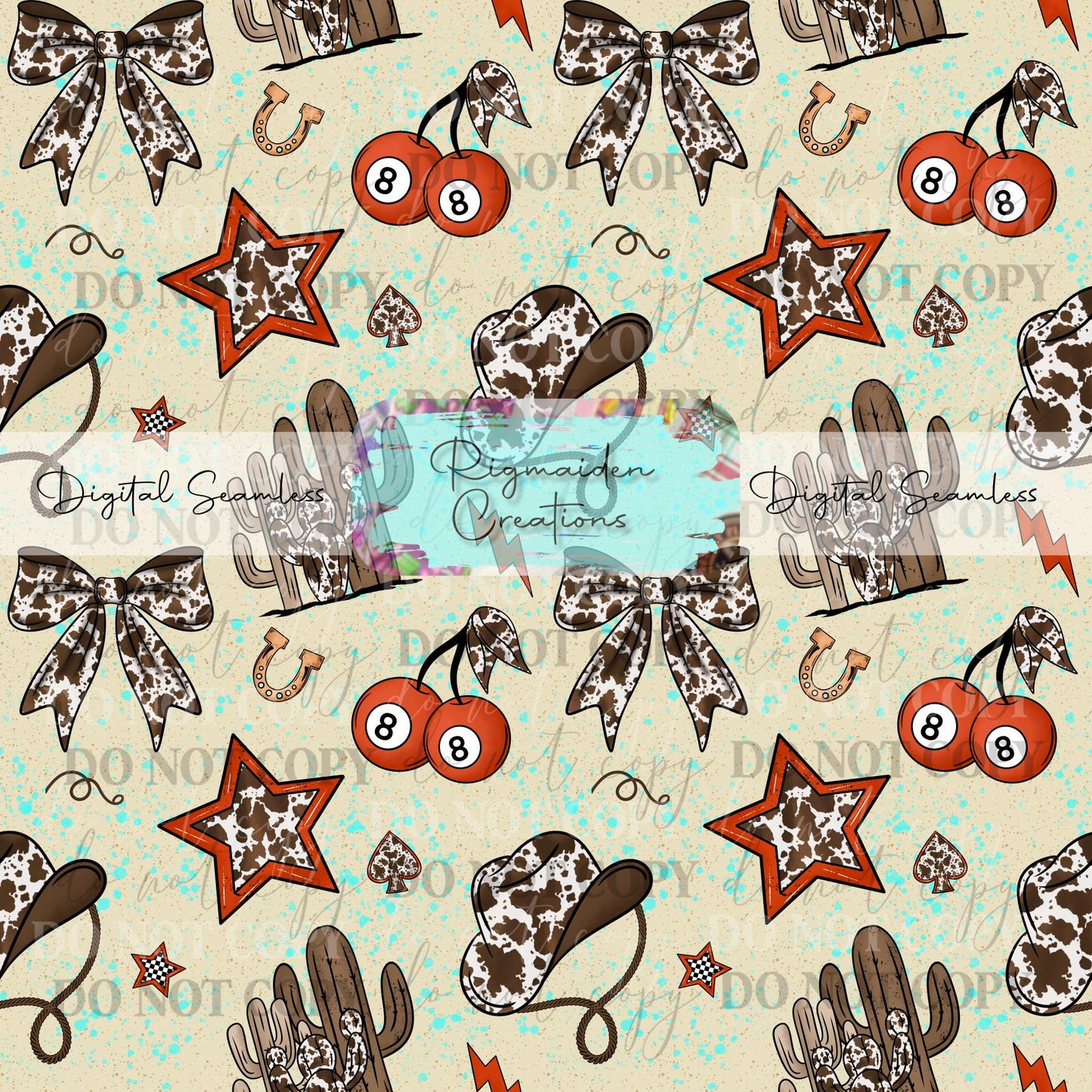 Retro Western Seamless Digital PNG