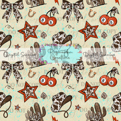 Retro Western Seamless Digital PNG