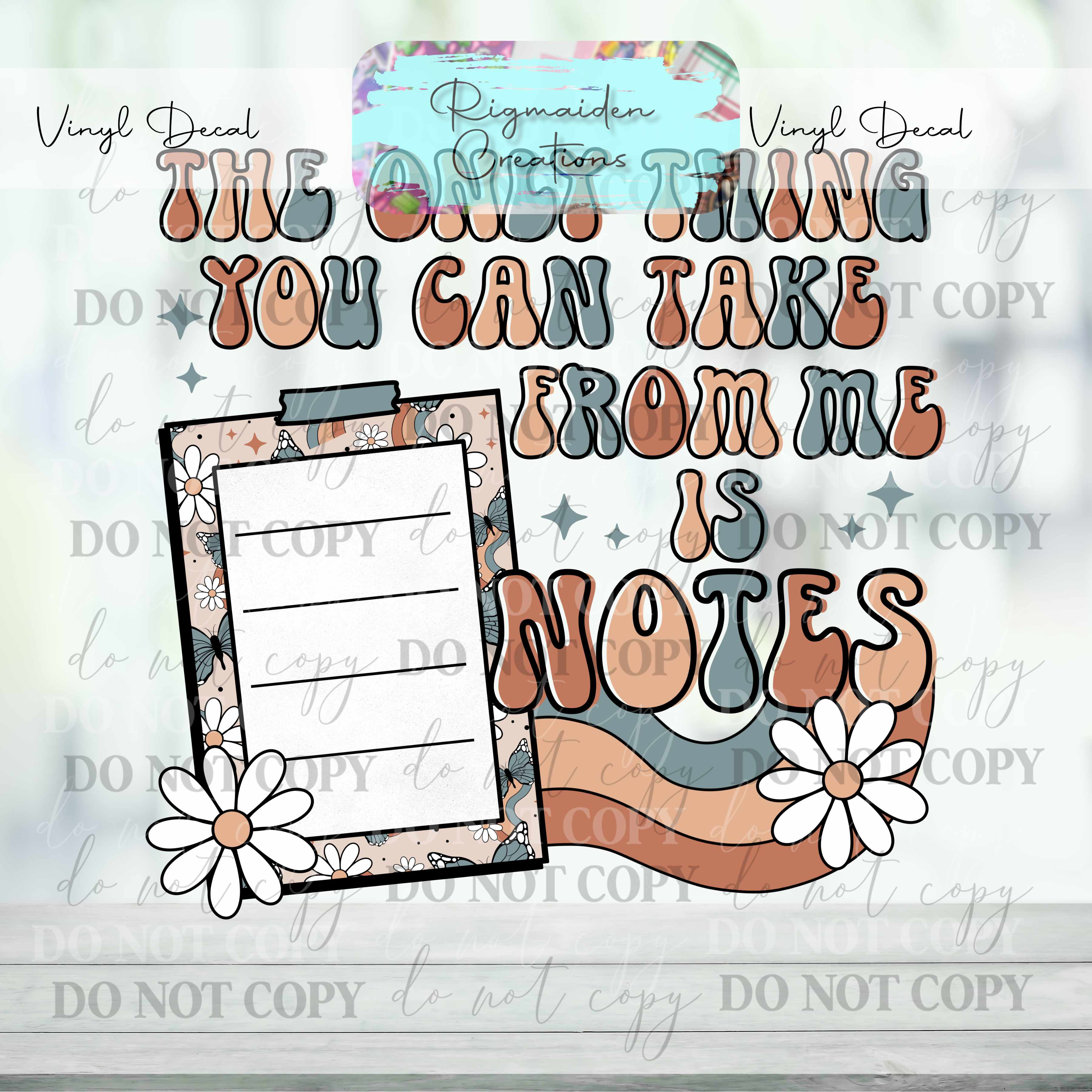 Take Notes Vinyl Decal – Rigmaiden Creations