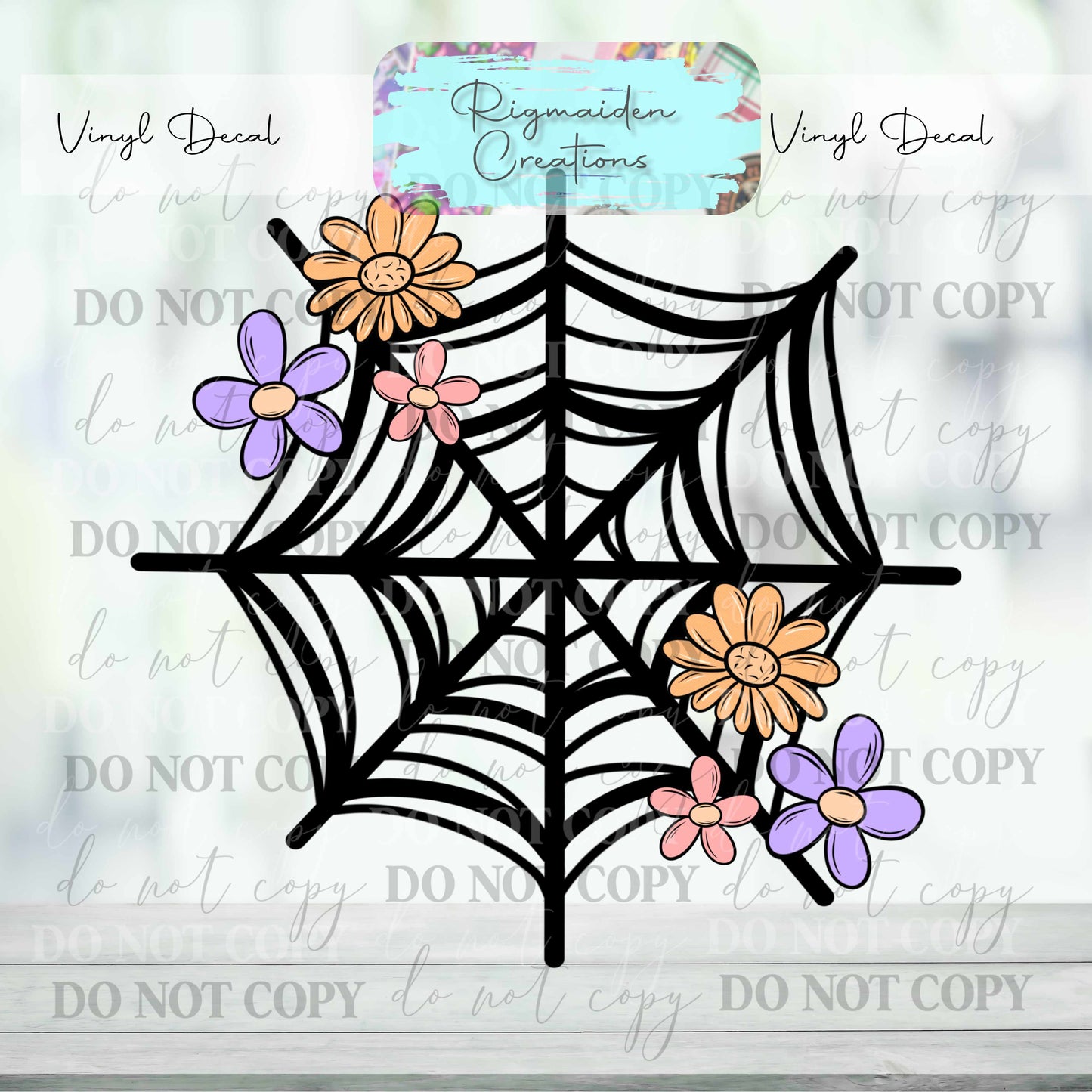 Flower Spider Web Vinyl Decal
