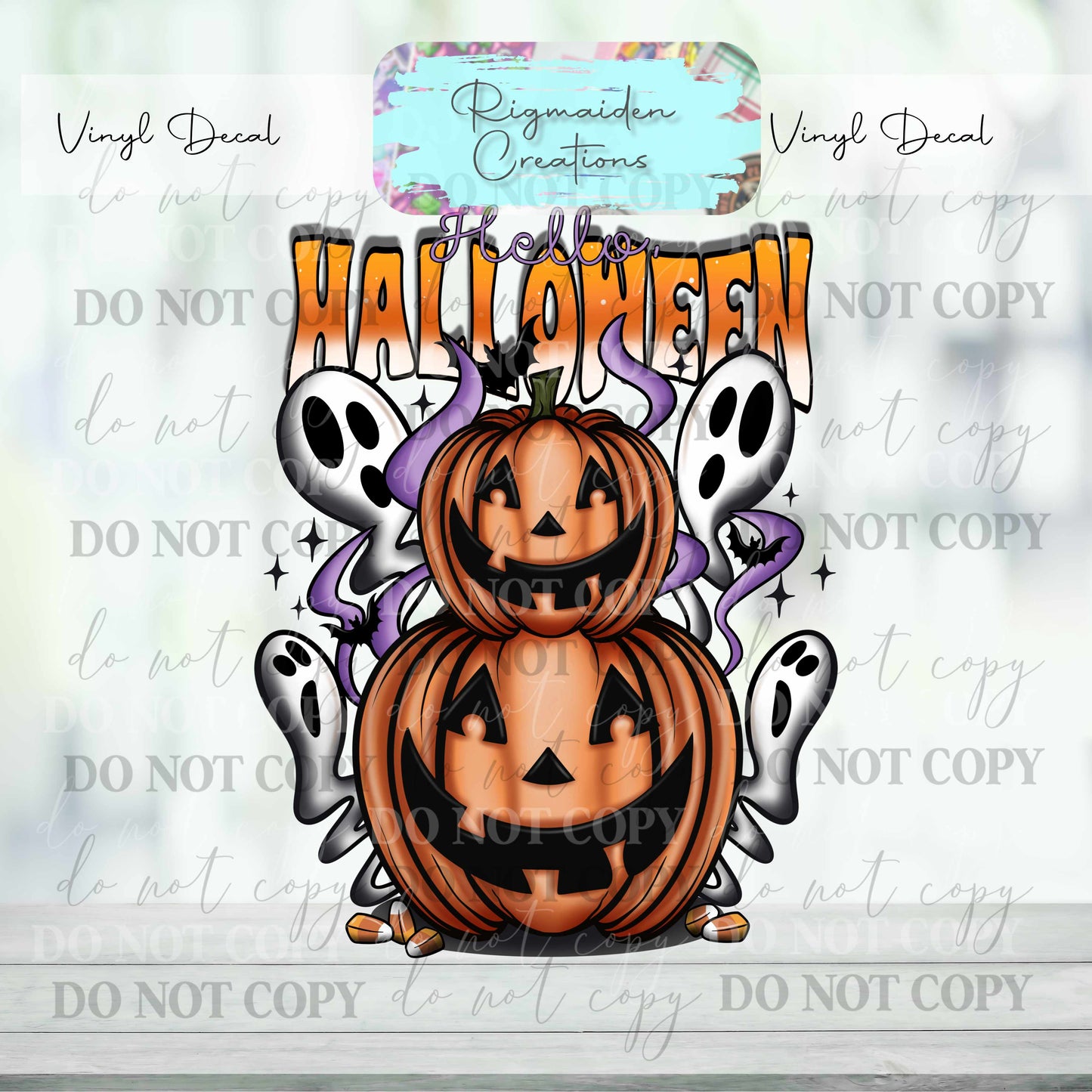 Jack-O-Lantern Ghost Vinyl Decal {Multiple}