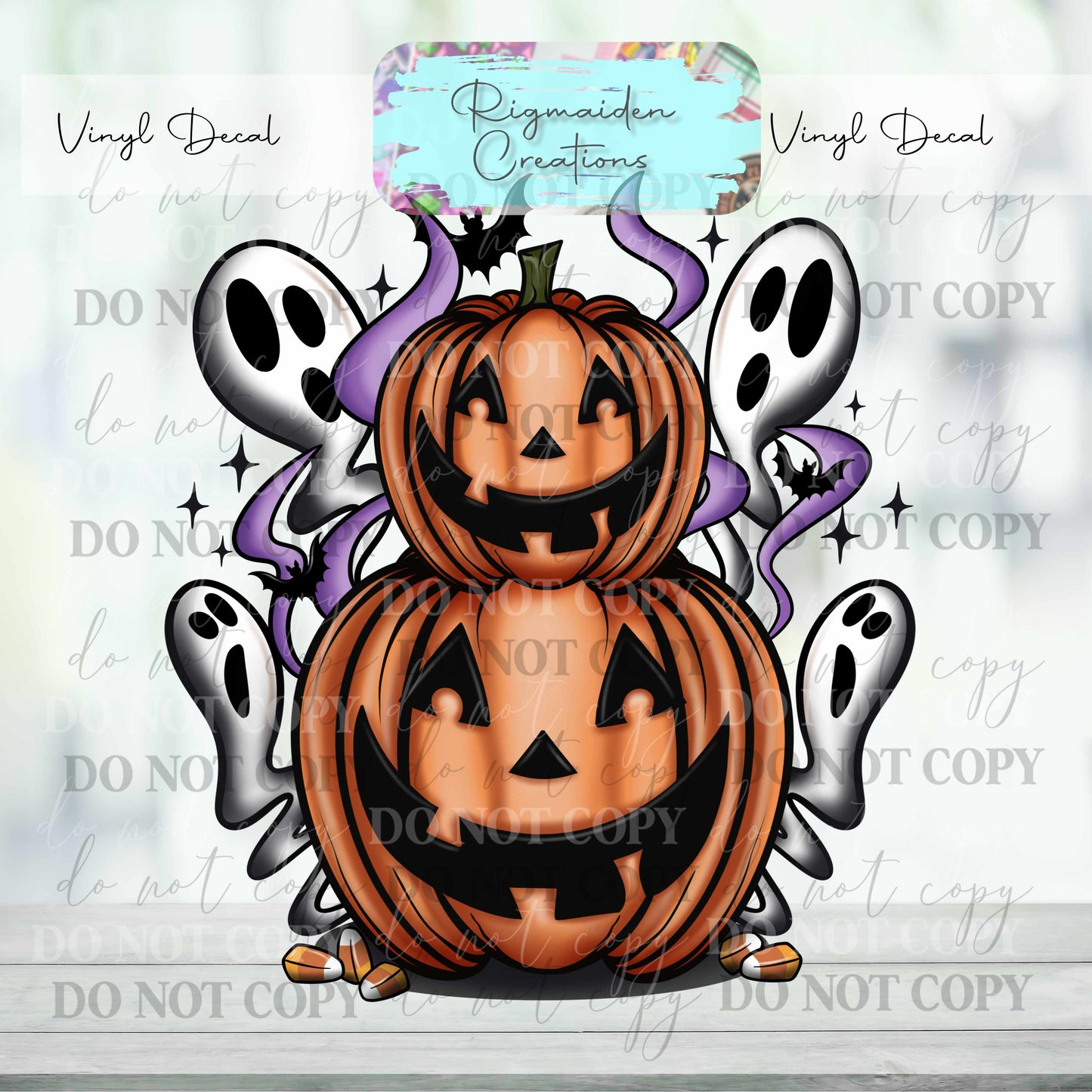 Jack-O-Lantern Ghost Vinyl Decal {Multiple}