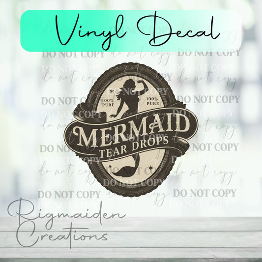 Mermaid Tear Drops Potion Label Vinyl Decal