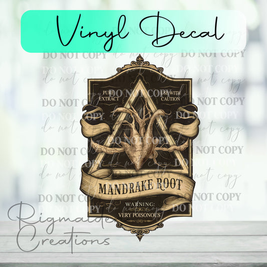 Mandrake Root Potion Label Vinyl Decal