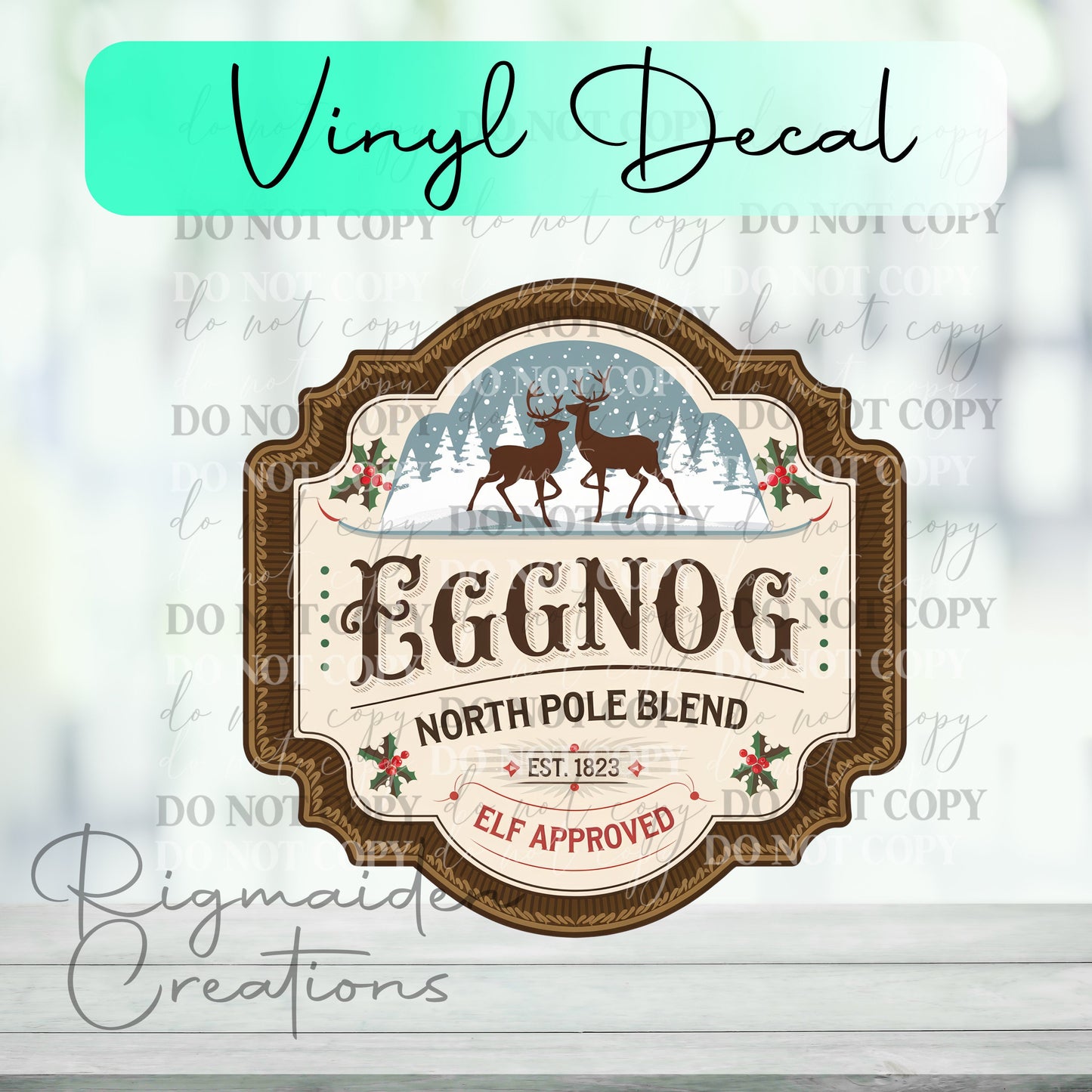 North Pole Eggnog Christmas Label Vinyl Decal