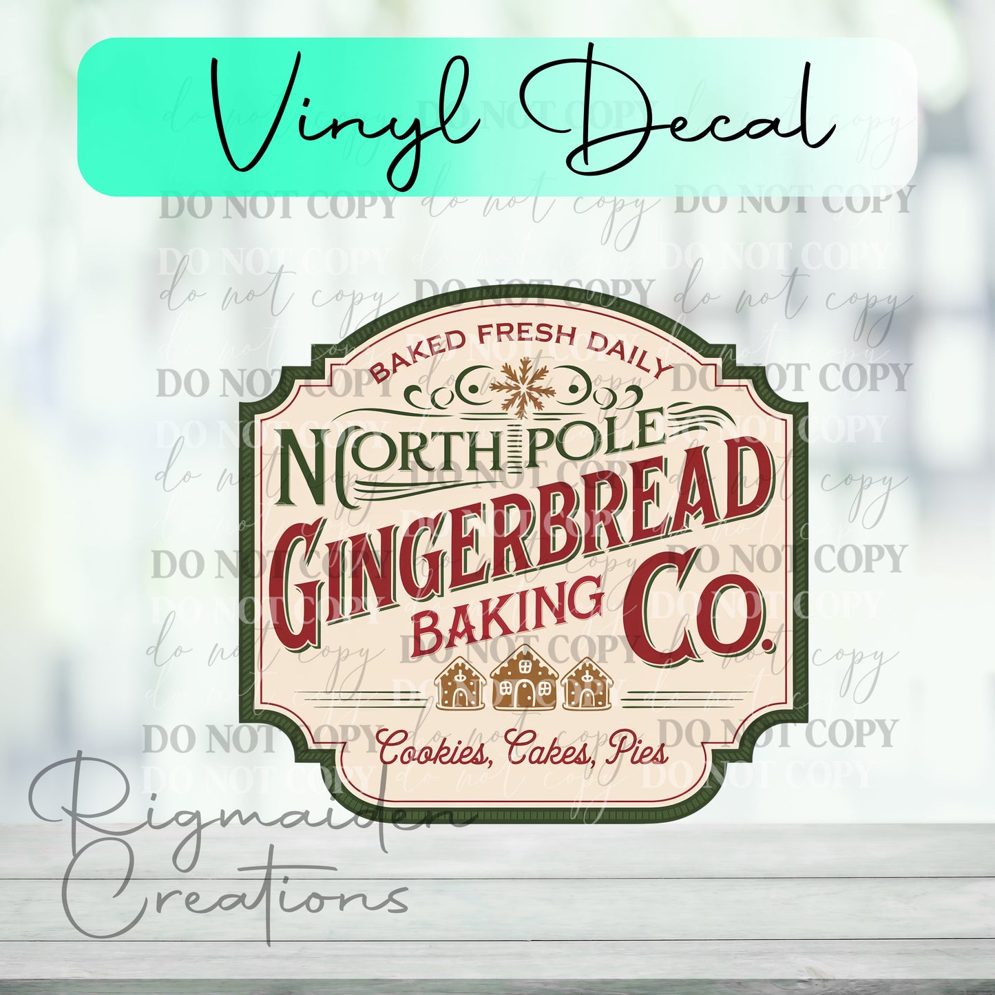 North Pole Gingerbread Baking Christmas Label Vinyl Decal