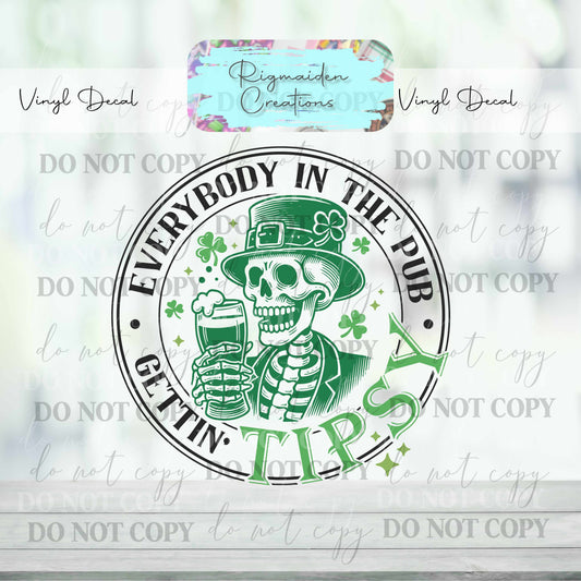 St. Paddy Getting Tipsy Vinyl Decal