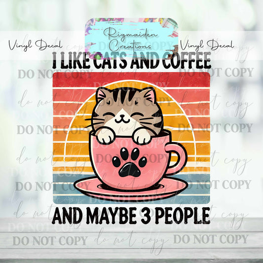 Coffee and Cats Vinyl Decal