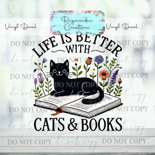 Books & Cats Vinyl Decal