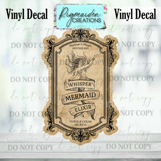 Whisper Mermaid Elixir Potion Label Vinyl Decal