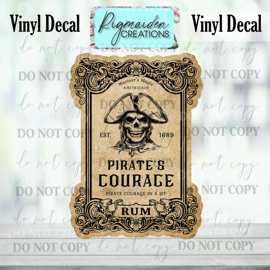 Pirate's Courage Rum Potion Label Vinyl Decal